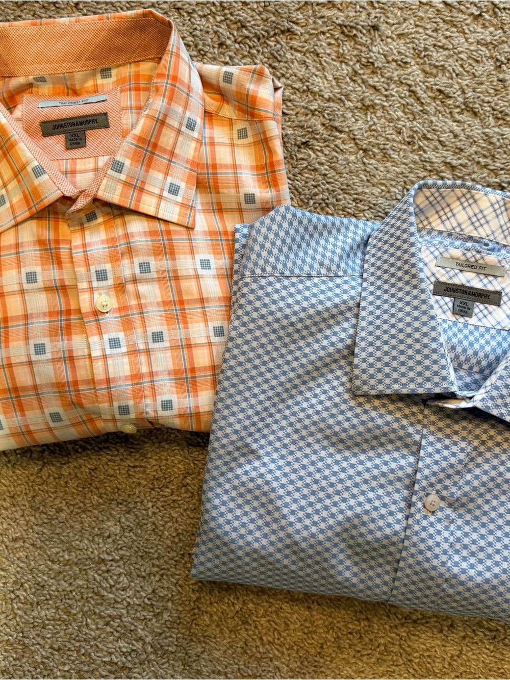 Lot of 2 Johnston & Murphy dress shirts ~ XXL ~ Tailored fit